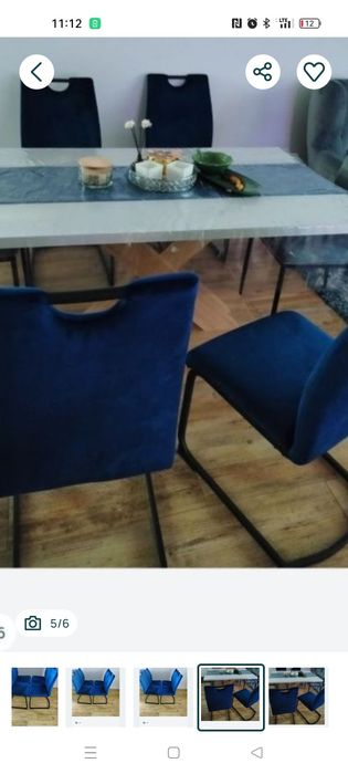 4 nowe krzesła niebieskie granatowe tapicerowane