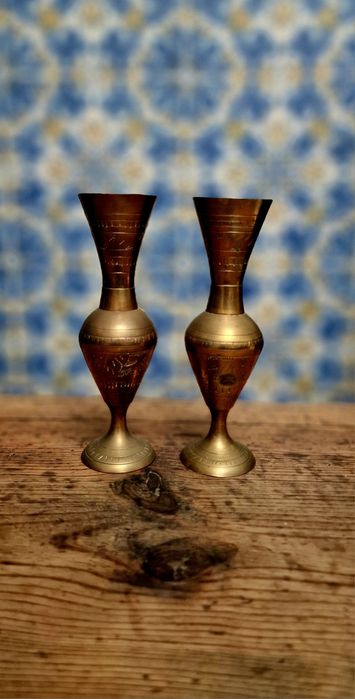 Conjunto de 2 candelabros em latão vintage