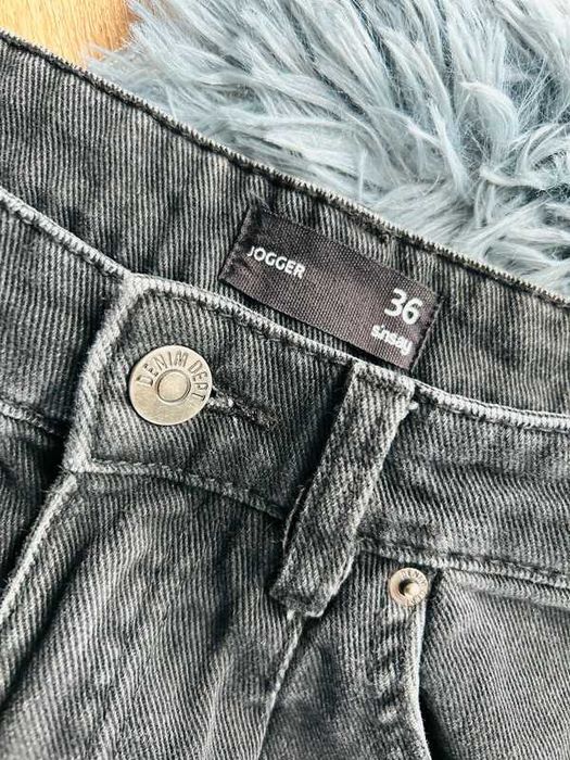 Czarne spodnie wiosenne baggy jogger s 36 ściągacze gumki