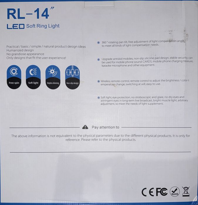 Кільцева LED лампа RL-14 36см 220V 1 крепл.тел. + пульт + чохол DMT