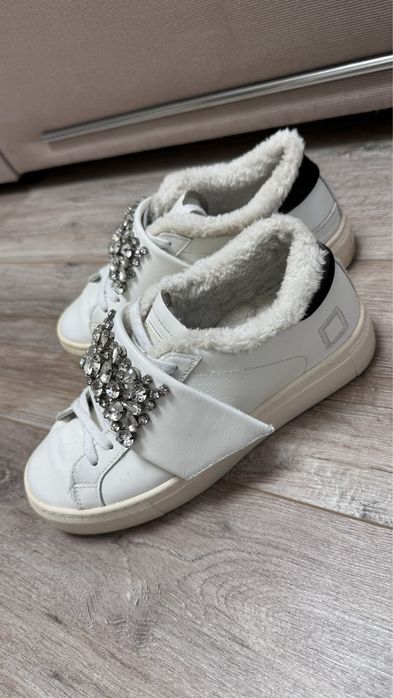 Белые Зимние женские кеды DATE (размер 36)