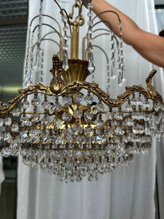 Lustre, Candeeiro de Teto Antigo em Cristal – Peça Única e Elegante