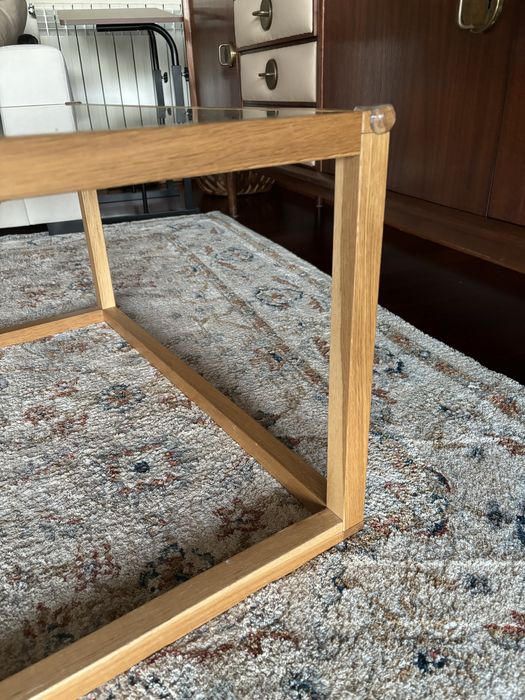 Mesa centro carvalho vidro