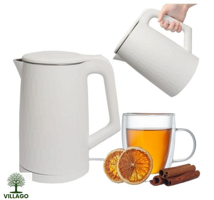 NOWY CZAJNIK Villago Elektryczny 1.8l 1500W bezprzewodowy biały