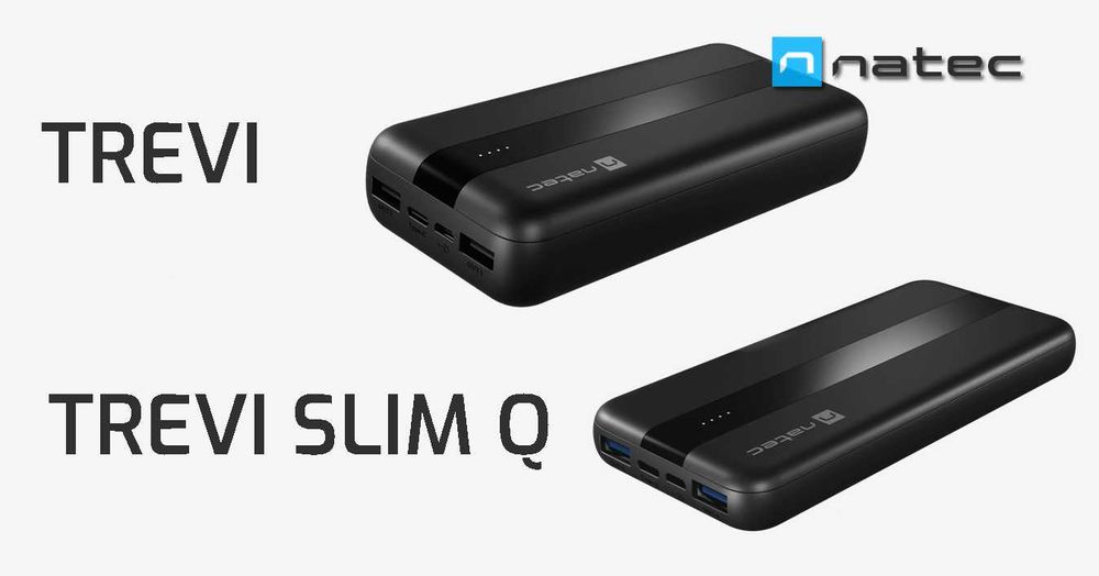 павербанк, мобільна батарея Natec Trevi 20000 mAh, Trevi Slim 10000mAh