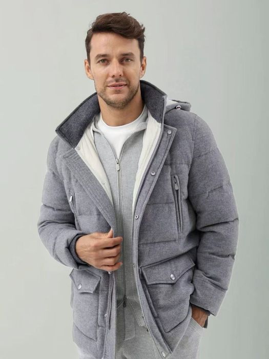 Пухова сіра куртка Brunello Cucinelli- L,XL.Парка,зимовий пуховик