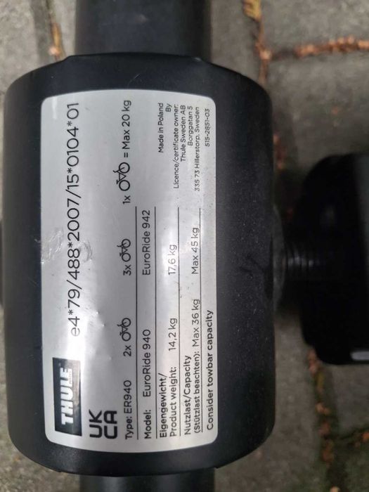 Bagażnik na 2 rowery na hak Thule EuroRide 940