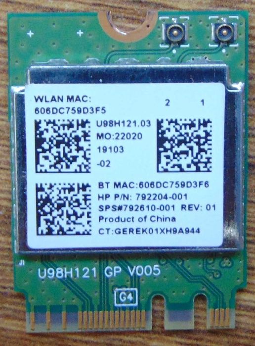 Wi-fi + Bluetooth модуль RTL8723BENF формфактор (разъем) M.2