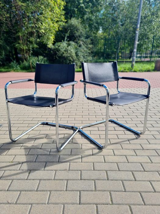 Krzesło Bauhaus skórzane w chromie insp.proj. Mart Stam