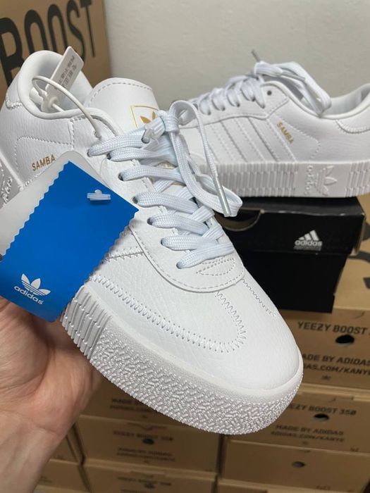 Кожанные кеды Adidas Samba white / Адидас Самба белые 37 38 39 40