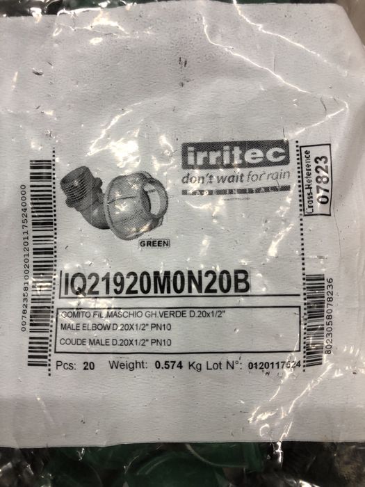 Kolano PE fi20 x 1/2” GZ - 20 szt. gwint zewnętnrzy do nawadniania