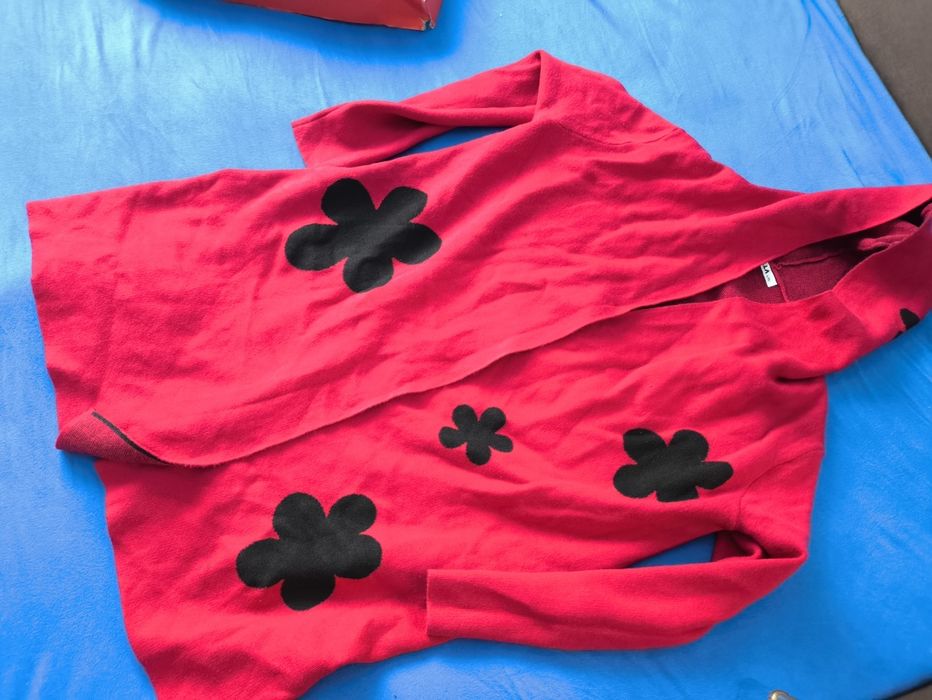 Długi sweter rozpinany jak płaszcz jesień L XL