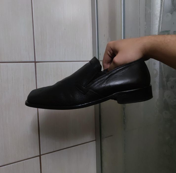 Buty obuwie 42 Panelli mokasyny czarne  Leather lieder czarne włoskie