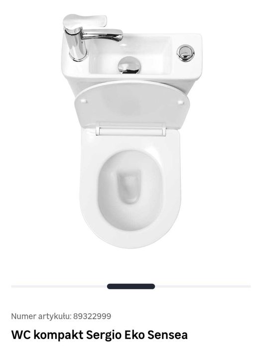 Nowy WC kompakt oszczędzający miejsce z umywalką cena sklepowa 899 zł