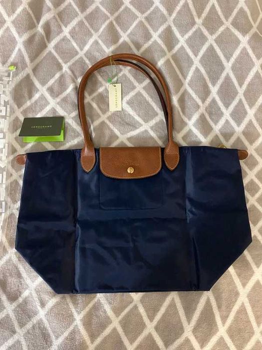 (Oferta) 
"Torba Damska"Longchamp_Le_Pliage_Nylon_Skóra_Navy blue