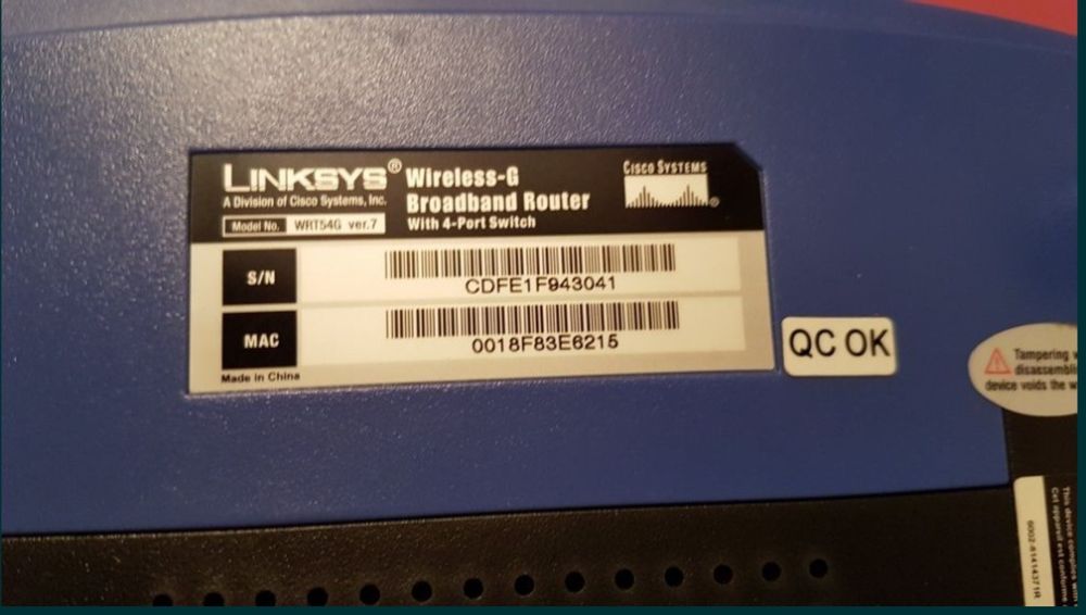 Router Wireless Linksys WRT54g63825217184003123