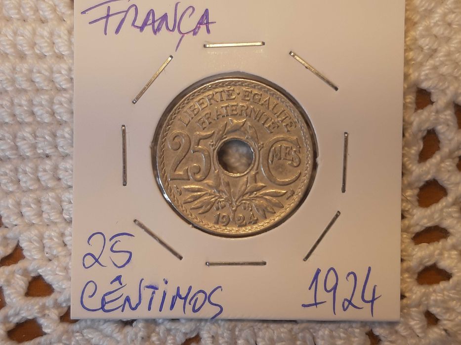 França - moeda de 25 cêntimos de 1924