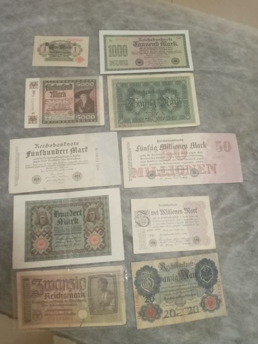 Купюри Німеччини 10 штук.
