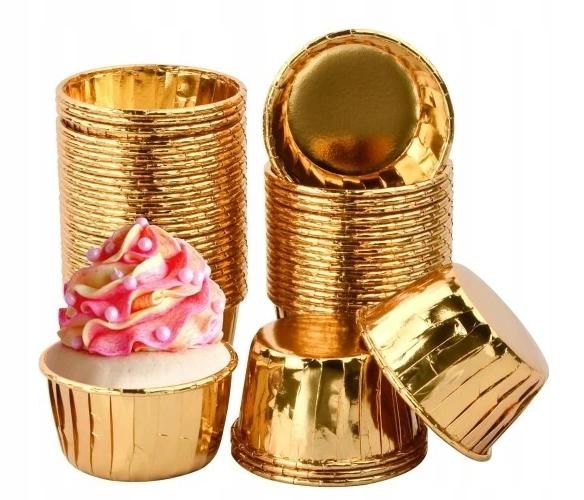 Papilotki do muffinek babeczek złote 10 szt. foremki na muffinki babec