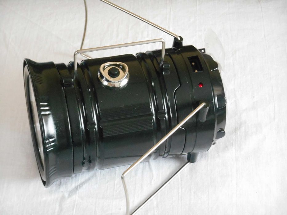 Лампа кемпінгова з функцією павербанку на сонячній батареї чорного кол