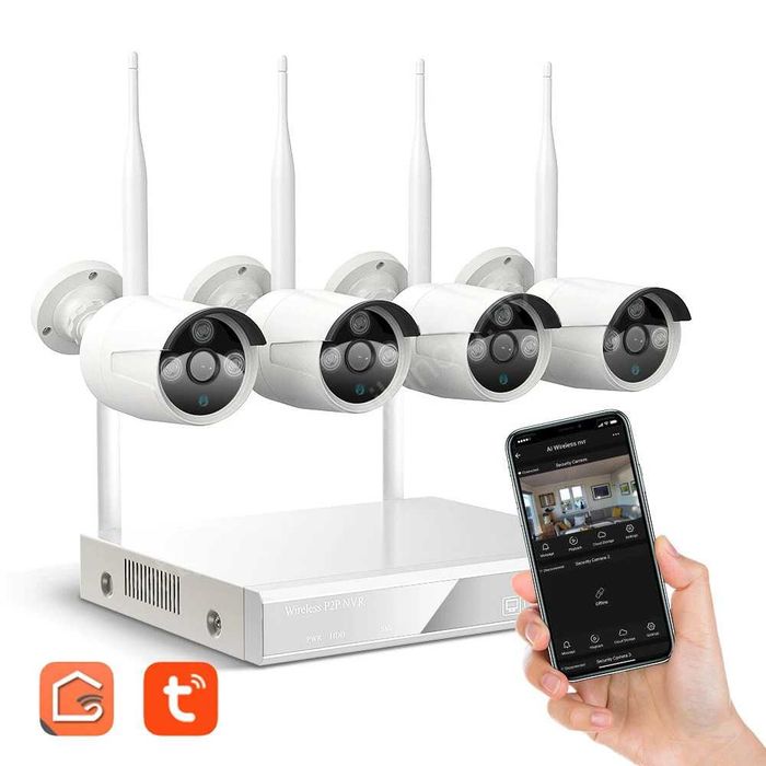 Conjunto ‼️ 4 Câmaras ‼️ Tuya/Smart Life ‼️ FullHD ‼️ S/Fios ‼️ WiFi