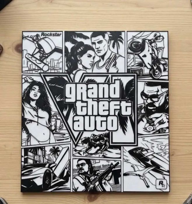 Obraz GTA VI Grand Theft Auto 6 Panel Ścienny Plakat 3D Gaming Prezent