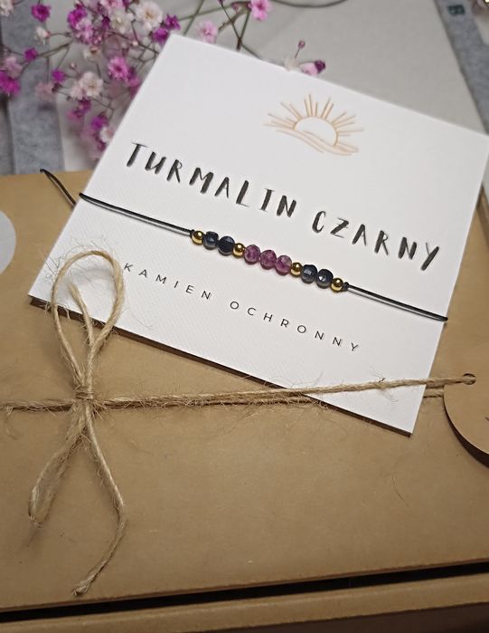 Bransoletka kamień naturalny Czarny Turmalin i Rubin