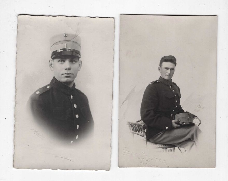 Stare zdjęcia pocztówkowe Lwów policja mundury Polska retro vintage zestaw 2 sztuki fot0260