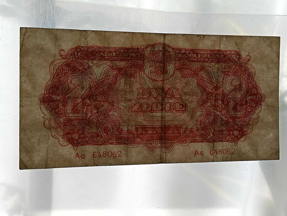2 złote 1944, banknot, Polska, seria Ac, obowiązkowym