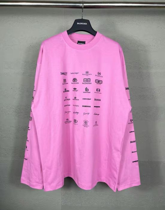 Футболка лонг Balenciaga рожева