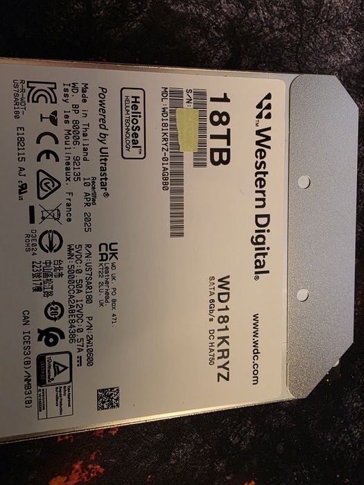 18TB WD Gold / Ultrastar  DC HA750 / Disco Duro / Discos Rígido  / HD