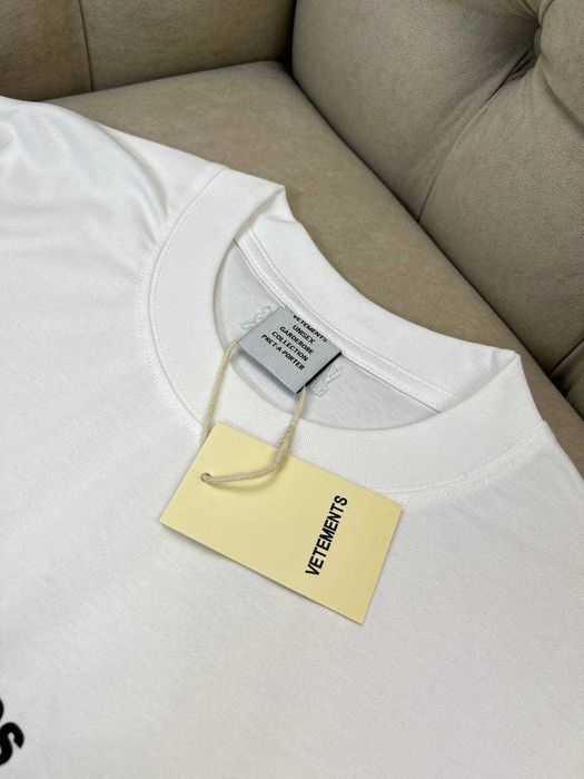 Белая футболка с принтом Vetements мужская футболка Ветмо коттон f720