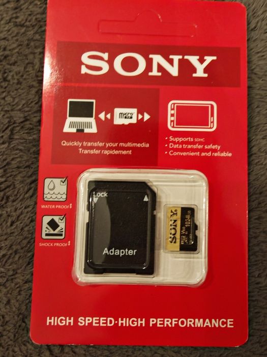 karta pamięci Sony Micro SDHC/SDXC V60 o pojemności 1024 GB z dołączonym adapterem SD