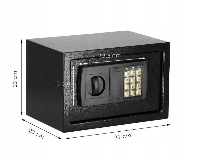 Domowy Sejf Kasetka na Zamek Elektroniczny Szyfr Klucz  Pancerna XL