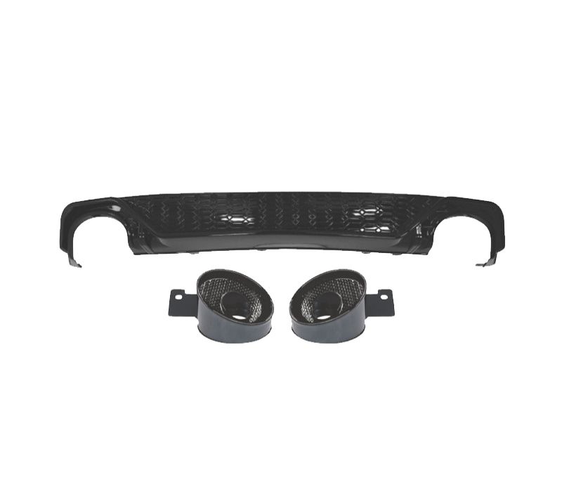 DIFUSOR TRASEIRO AUDI A6 18-22 LOOK RS6 PRETO BRILHANTE + PONTEIRAS 0---0