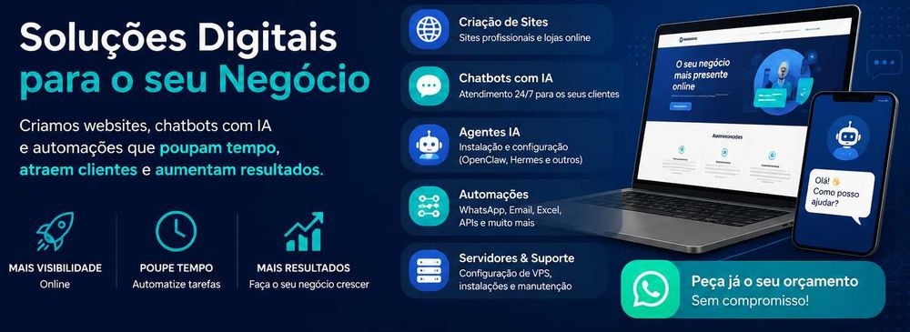 Criação de Sites | Chatbots IA | Automações | Suporte Informático504884198973777921