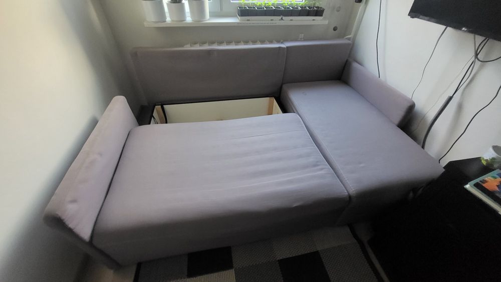 Kanapa narożna, szara 140/200