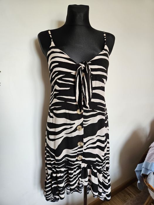 Sukienka na ramiączkach wiskoza wzór zebra