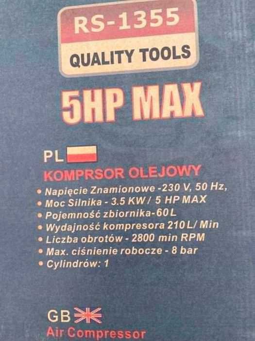 Kompresor olejowy dwutłokowy 60 l  5hp