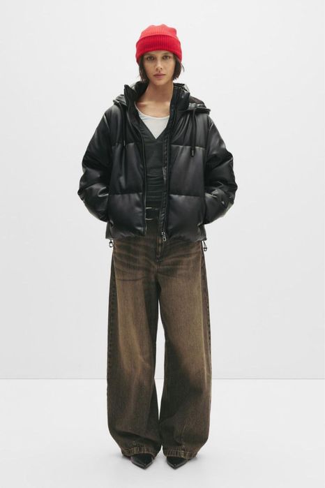 Стьобана куртка зі штучної шкіри s l