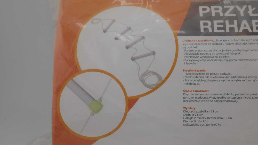 Przyłóżkowa Drabinka Rehabilitacyjna QMED Biała Fluorescencja