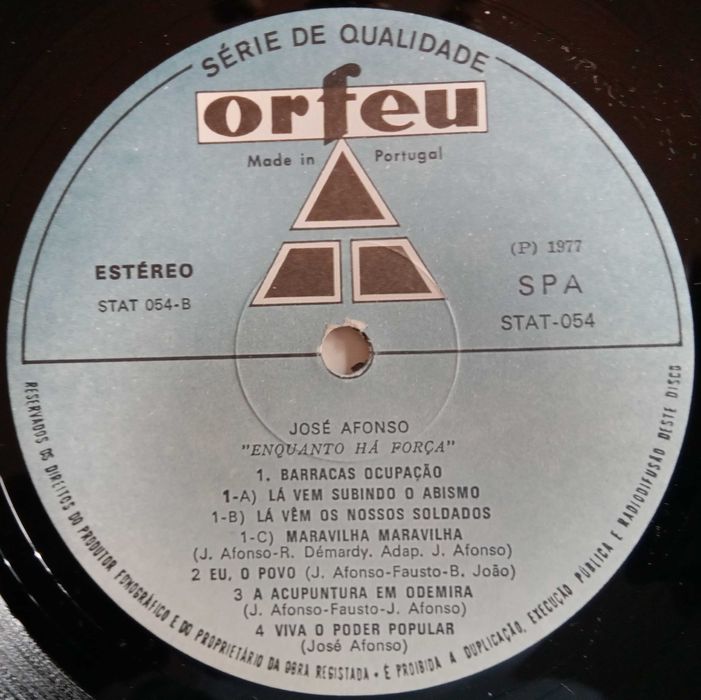 José Afonso	- - - - -		Enquanto Há Força	- - - - -	LP