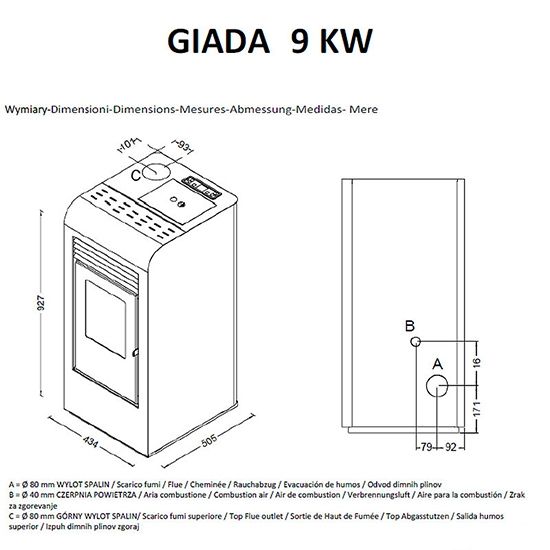 Piecyk na pellet Giada 9kW kominek pelet z pilotem - automatyczny