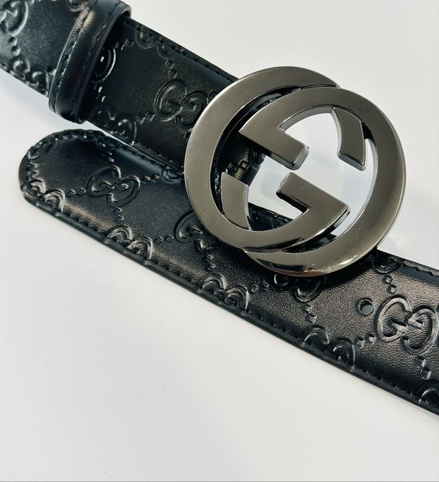 Ремень Gucci чорний шкіряний