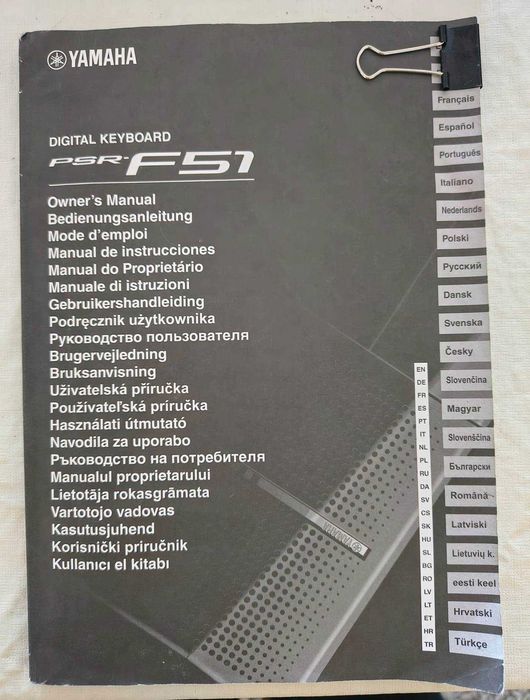 Yamaha PSR‑F51 estado novo + livro instruções + suporte + proteção contra pó