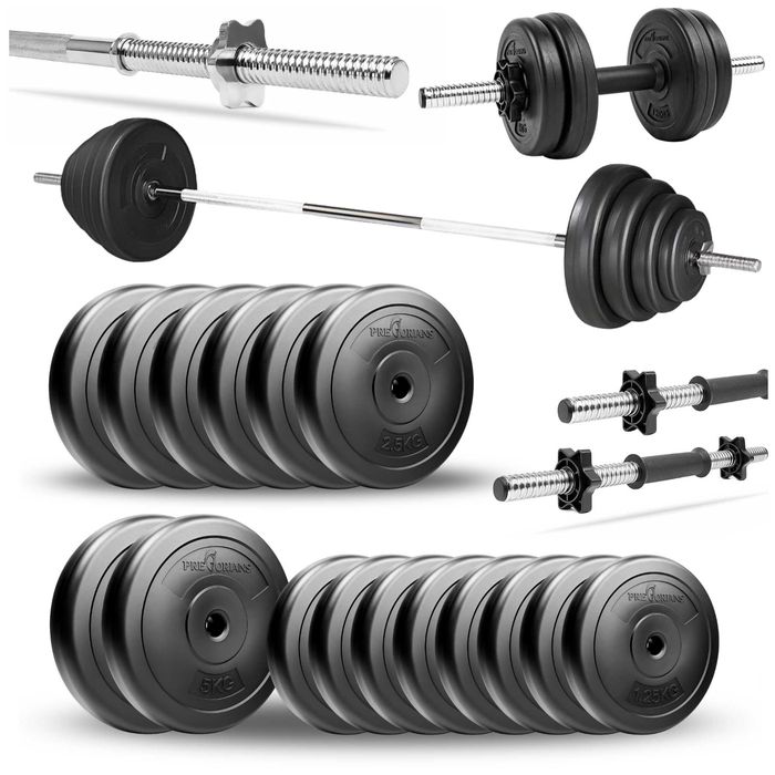 Zestaw do ćwiczeń 42kg ze sztangą gryf prosty 180 cm obciążenia hantle