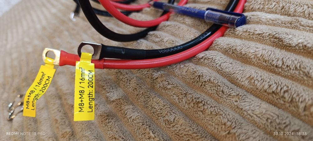 Кабелі 6 AWG 16mm' М8+М8 200 см.