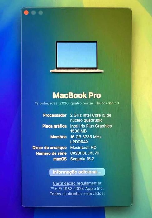 Macbook Pro 13 polegadas 2020 2 GHz Intel i5 16GB RAM471630350259988483