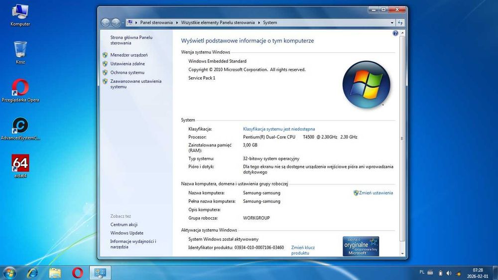 Samsung R540 Core2Duo Intel T4500 2.30 GHz.Ram3Gb,Hdd\500GB,Gwarancja