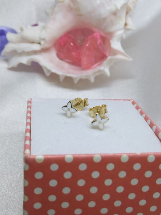 Piękne złote kolczyki kwiatki, złoto próby 585